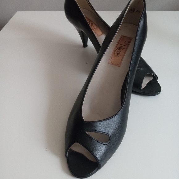 👠🖤Black Open Toe Heels | Nicole | Size 8.5 - Picture 2 of 13